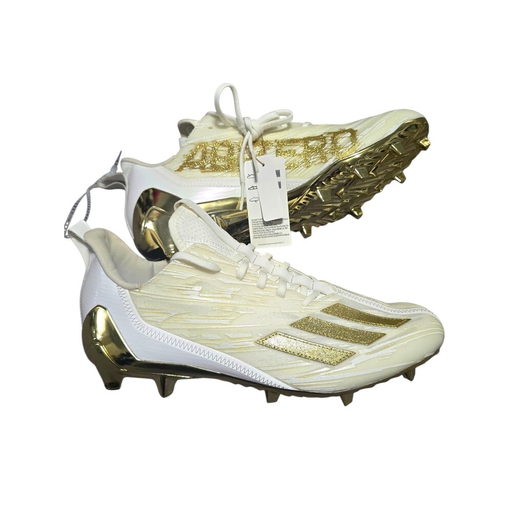 Adidas Adizero Football Cleats Men’s Size 13 White Metallic Gold GX5122 New